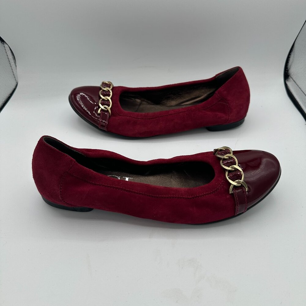 AGL Attilio Giusti Leombruni Red Suede Cap Toe Ballet Flats Size 39 (9)